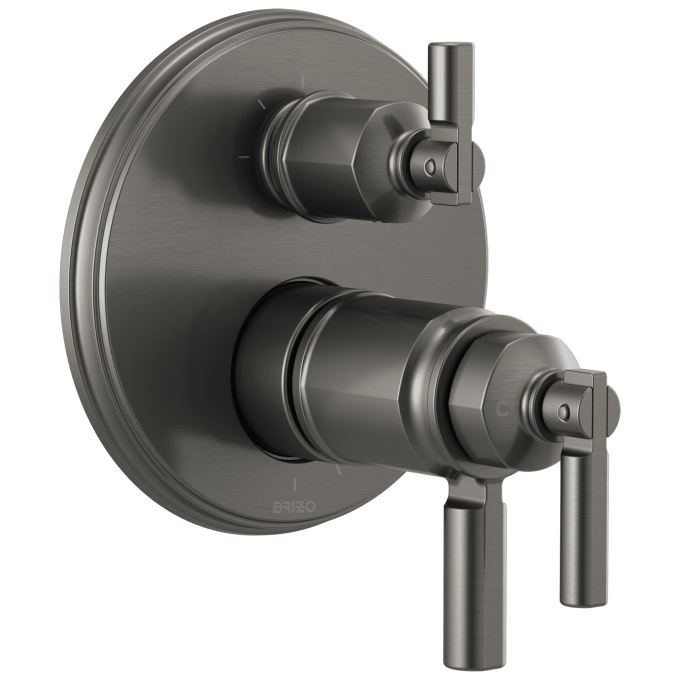 BRIZO Invari Tempassure Thermostatic Valve With Integrated 3-Function Diverter Trim — Luxe Steel