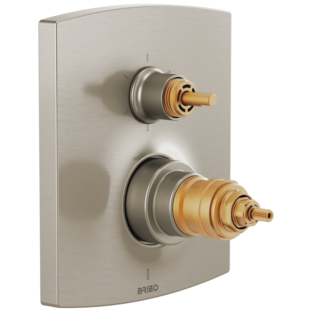 BRIZO Kintsu TempAssure Thermostatic Valve with Integrated 6-Function Diverter Trim - Less Handles — Luxe Nickel