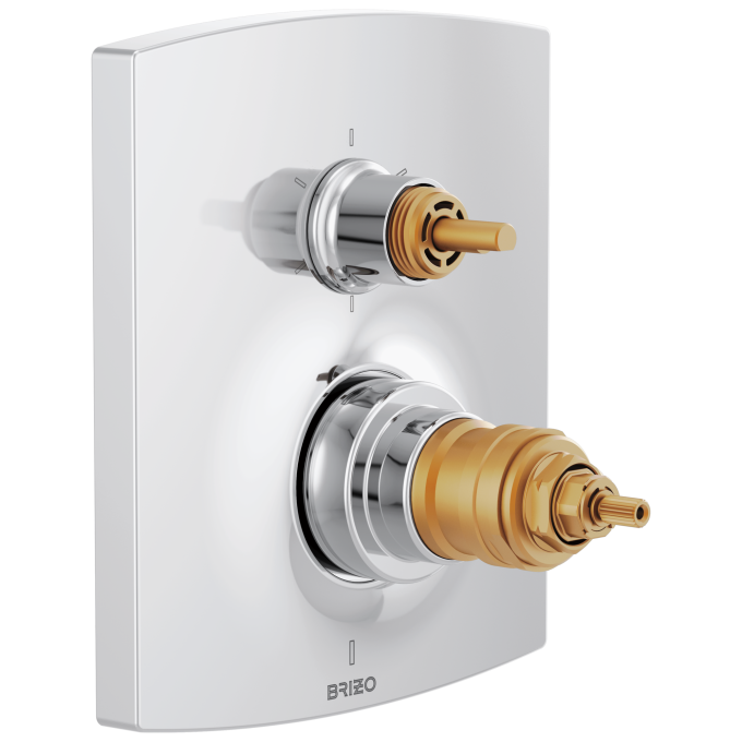 BRIZO Kintsu TempAssure Thermostatic Valve with Integrated 6-Function Diverter Trim - Less Handles — Chrome