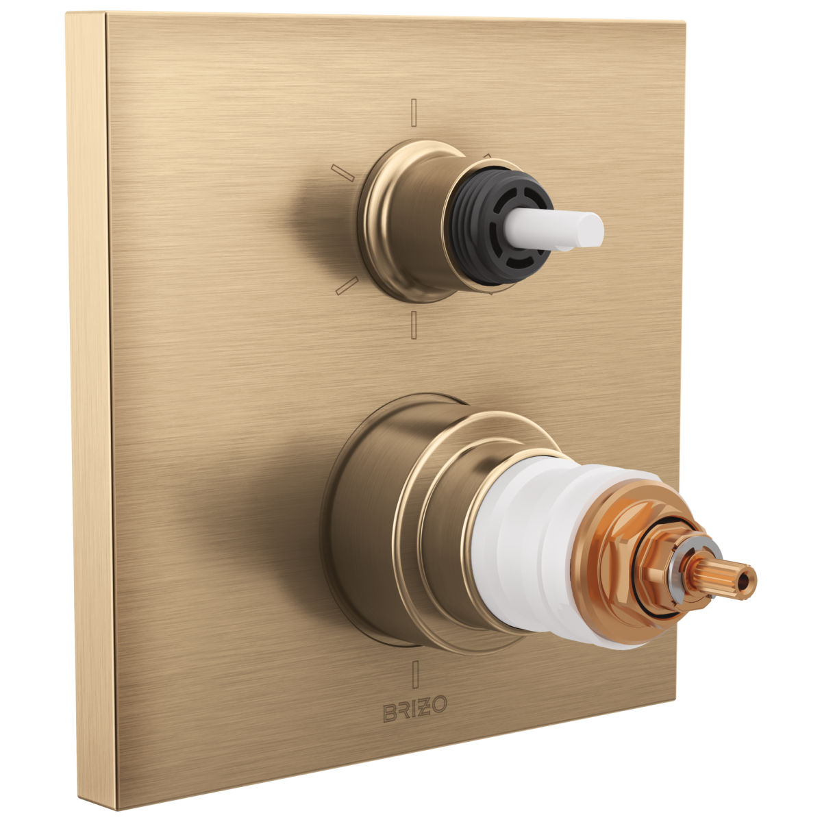BRIZO Frank Lloyd Wright TempAssure Thermostatic Valve with 6-Function Integrated Diverter Trim - Less Handles — Luxe Gold