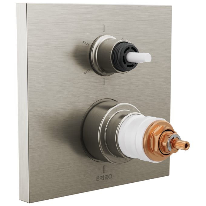 BRIZO Frank Lloyd Wright TempAssure Thermostatic Valve with 6-Function Integrated Diverter Trim - Less Handles — Luxe Nickel