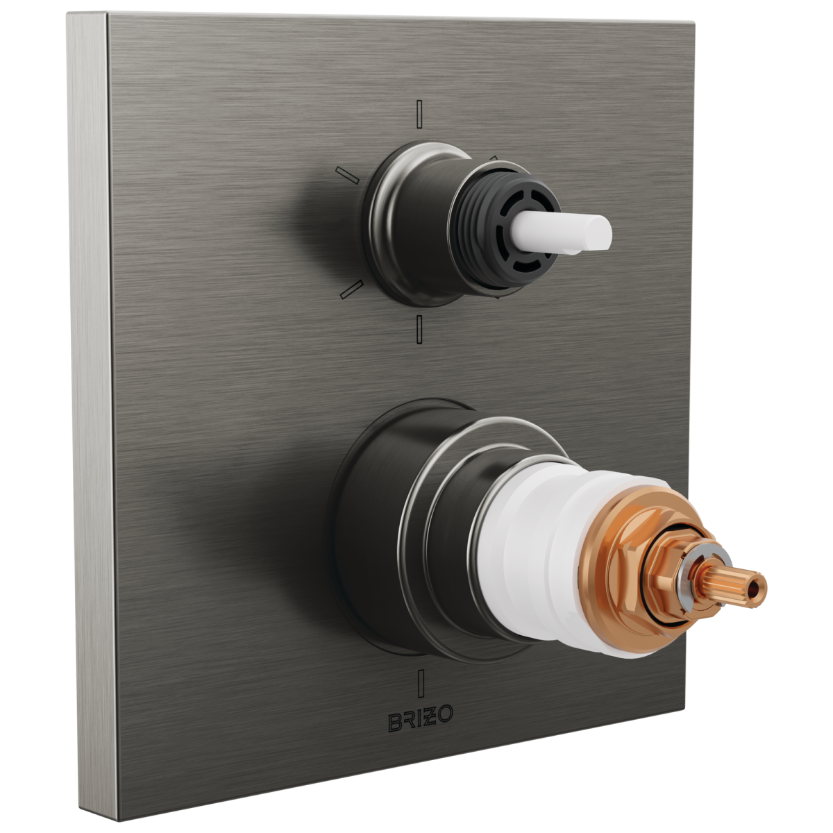 BRIZO Frank Lloyd Wright TempAssure Thermostatic Valve with 6-Function Integrated Diverter Trim - Less Handles — Luxe Steel