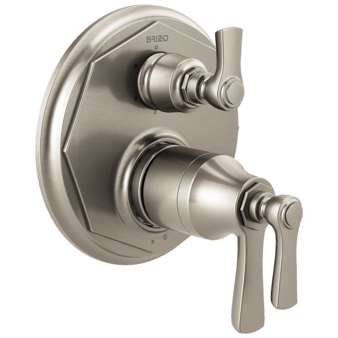 BRIZO Rook TempAssure Thermostatic Valve with 6-Function Diverter Trim — Luxe Nickel