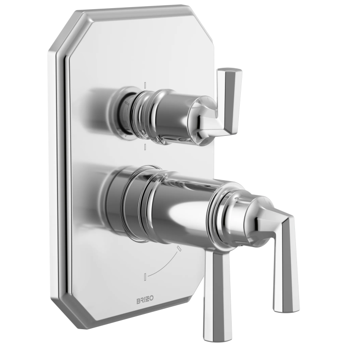 BRIZO Beauclere TempAssure Thermostatic Valve with Integrated 6-Function Diverter Trim — Chrome