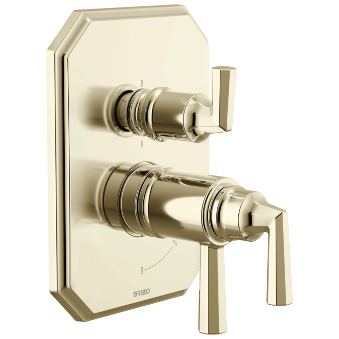 BRIZO Beauclere TempAssure Thermostatic Valve with Integrated 6-Function Diverter Trim — Polished Nickel