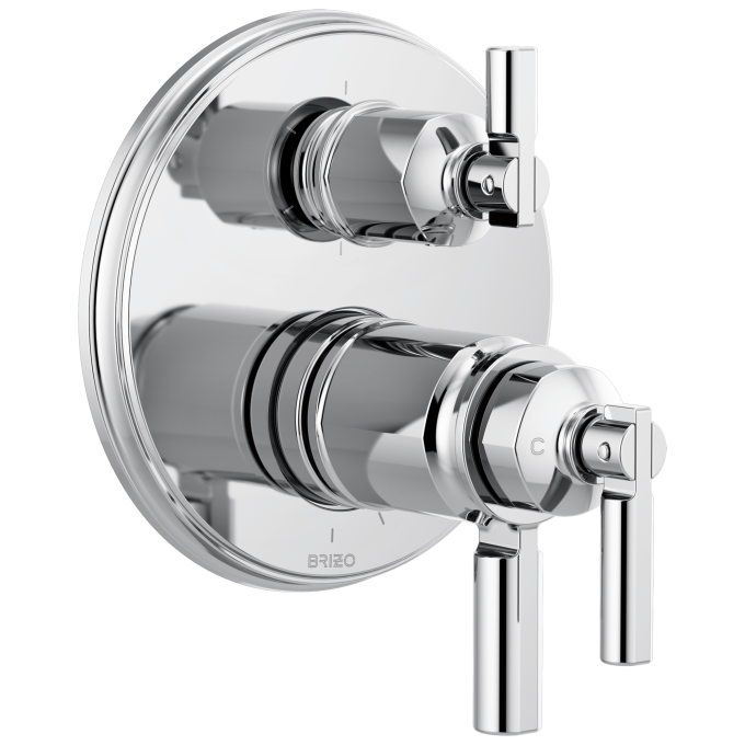 BRIZO Invari Tempassure Thermostatic Valve With Integrated 6-Function Diverter Trim — Chrome
