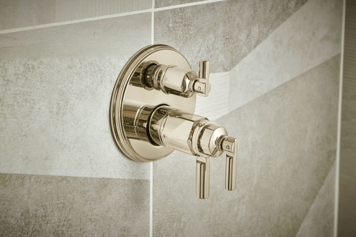 BRIZO Invari Tempassure Thermostatic Valve With Integrated 6-Function Diverter Trim — Polished Nickel