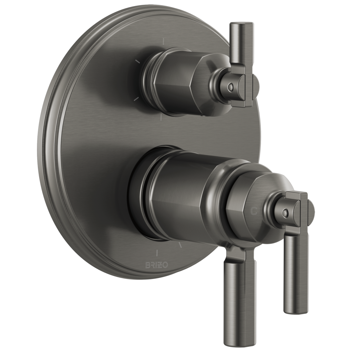 BRIZO Invari Tempassure Thermostatic Valve With Integrated 6-Function Diverter Trim — Luxe Steel