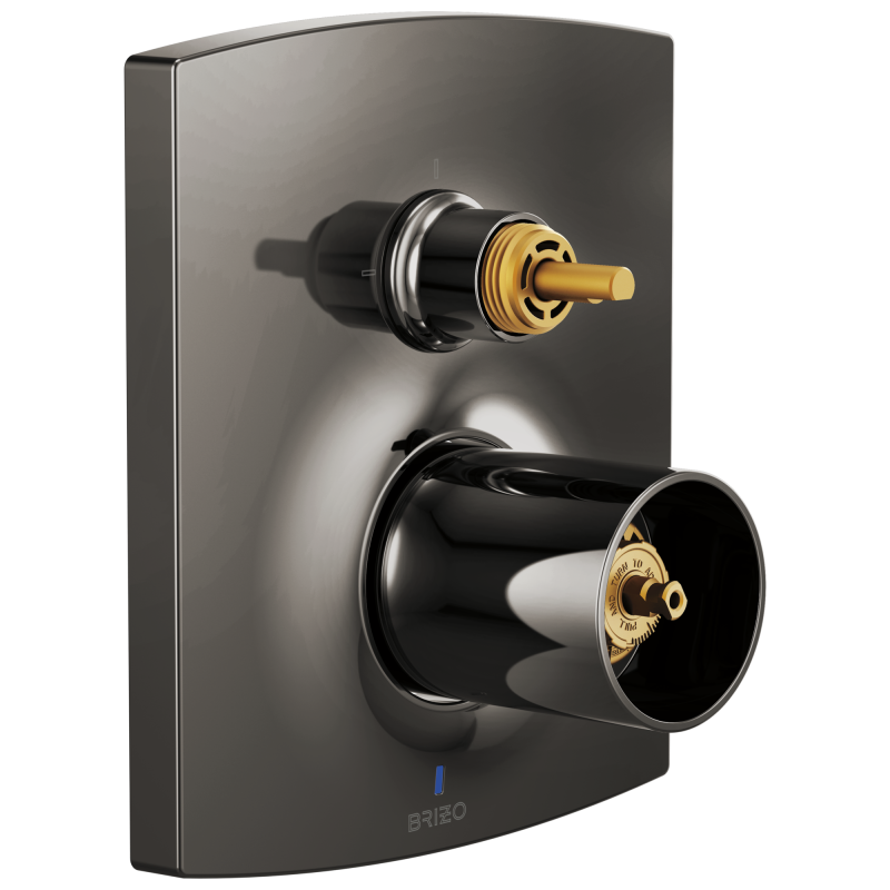 BRIZO Kintsu Pressure Balance Valve with Integrated 3-Function Diverter Trim - Less Handles — Brilliance Black Onyx