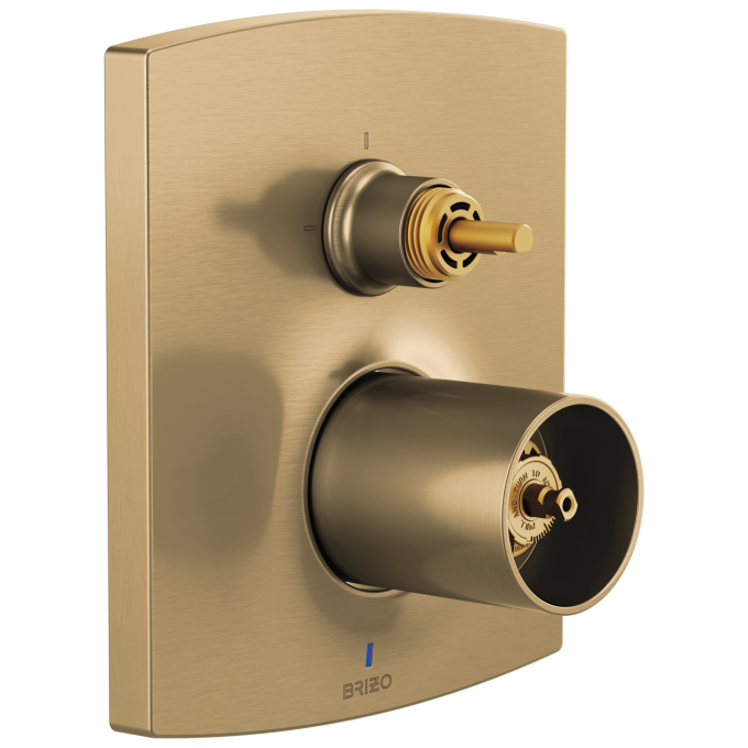 BRIZO Kintsu Pressure Balance Valve with Integrated 3-Function Diverter Trim - Less Handles — Luxe Gold