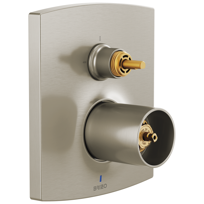 BRIZO Kintsu Pressure Balance Valve with Integrated 3-Function Diverter Trim - Less Handles — Luxe Nickel