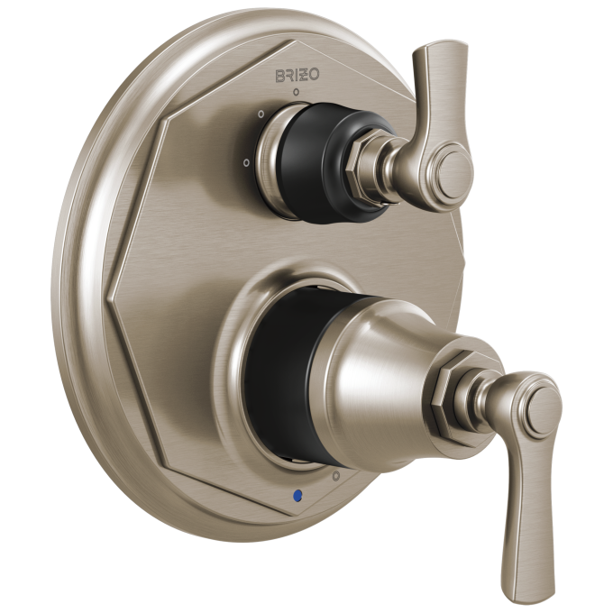 BRIZO Rook Pressure Balance Valve with Integrated 3-Function Diverter Trim — Luxe Nickel  /Matte Black