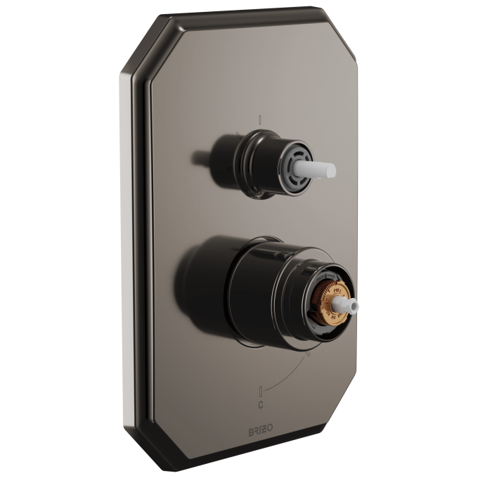 BRIZO Beauclere Pressure Balance Valve with Integrated 3-Function Diverter Trim - Less Handles — Brilliance Black Onyx
