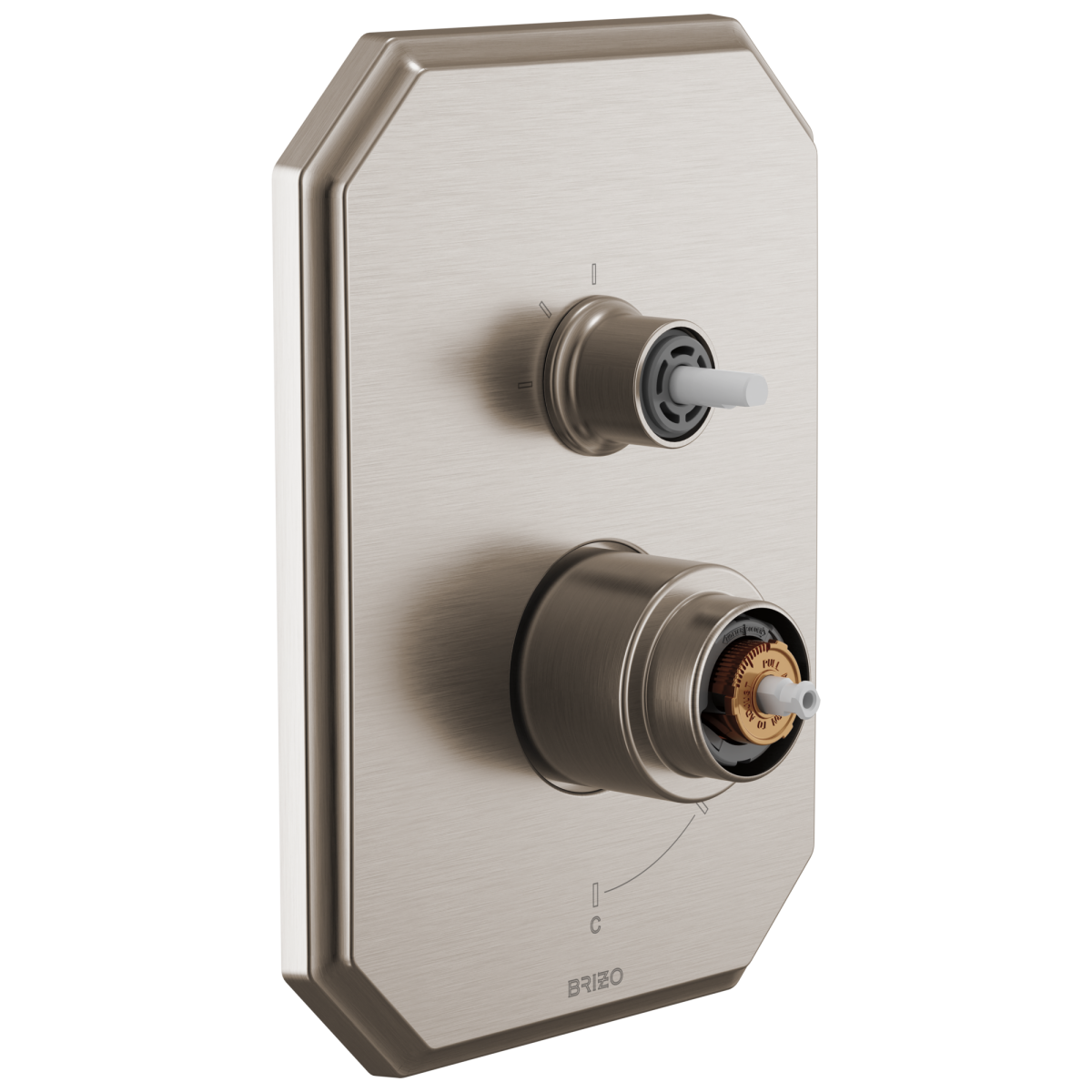 BRIZO Beauclere Pressure Balance Valve with Integrated 3-Function Diverter Trim - Less Handles — Luxe Nickel