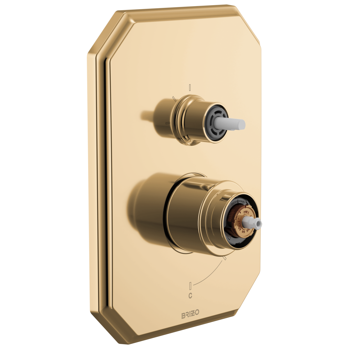 BRIZO Beauclere Pressure Balance Valve with Integrated 3-Function Diverter Trim - Less Handles — Polished Gold