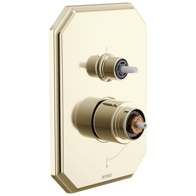 BRIZO Beauclere Pressure Balance Valve with Integrated 3-Function Diverter Trim - Less Handles — Polished Nickel