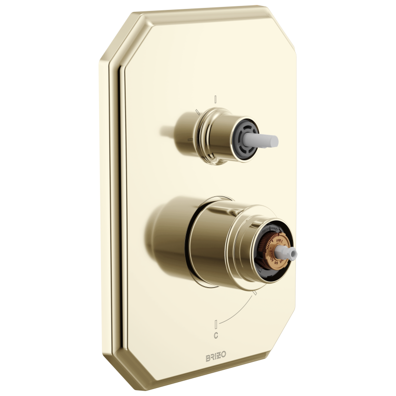 BRIZO Beauclere Pressure Balance Valve with Integrated 3-Function Diverter Trim - Less Handles — Polished Nickel
