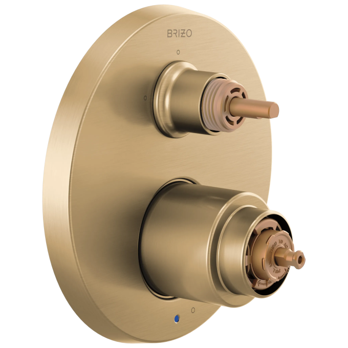BRIZO Odin Pressure Balance Valve with Integrated 3-Function Diverter Trim  - Less Handles — Luxe Gold