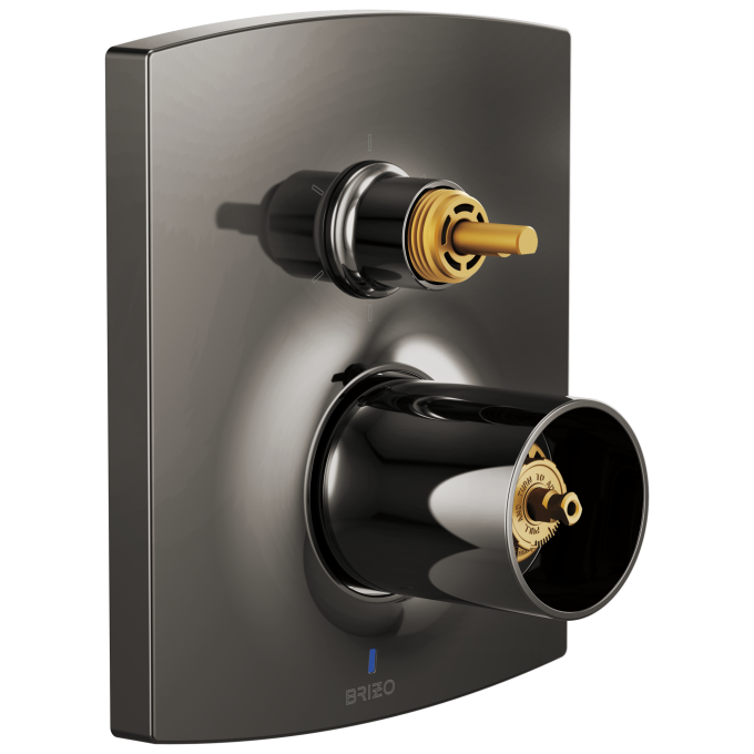BRIZO Kintsu Pressure Balance Valve with Integrated 6-Function Diverter Trim - Less Handles — Brilliance Black Onyx