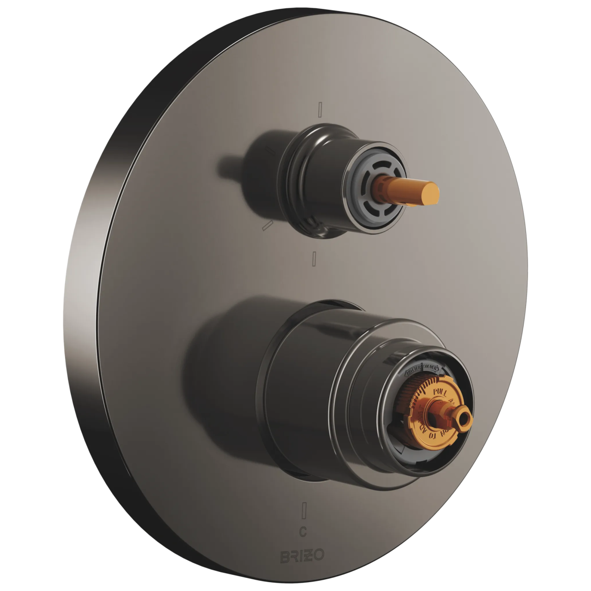 BRIZO Roccesco Pressure Balance Valve with Integrated 6-Function Diverter Trim - Less Handles — Brilliance Black Onyx