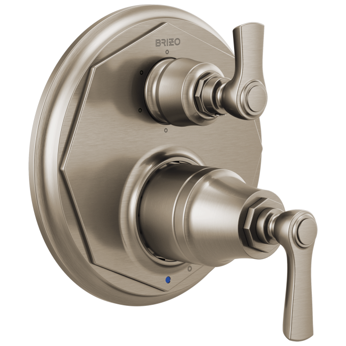 BRIZO Rook Pressure Balance Valve with Integrated 6-Function Diverter Trim — Luxe Nickel