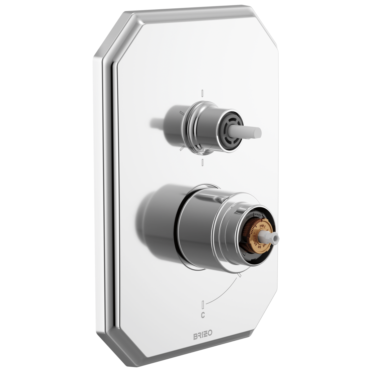 BRIZO Beauclere Pressure Balance Valve with Integrated 6-Function Diverter Trim - Less Handles — Chrome