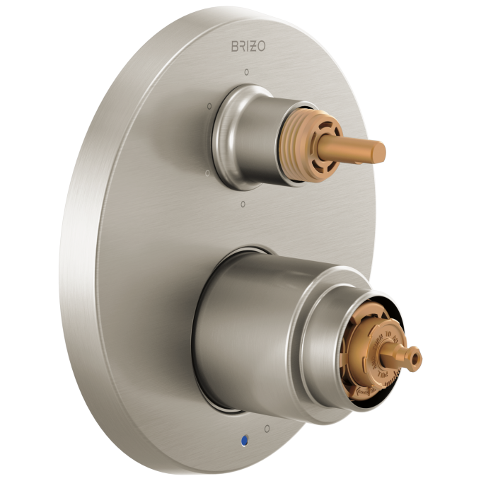BRIZO Odin Pressure Balance Valve with Integrated 6-Function Diverter Trim - Less Handles — Brushed Nickel
