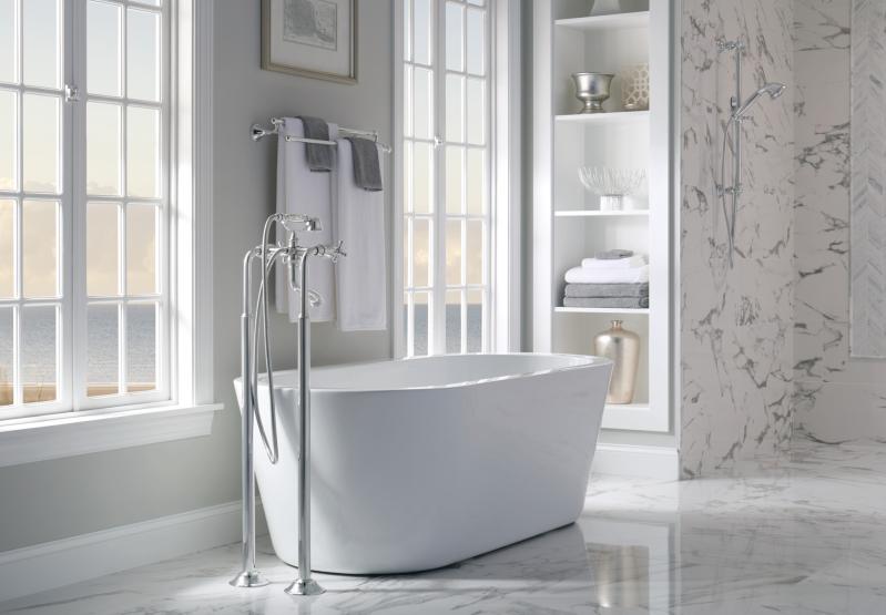 BRIZO Traditional Two-Handle Freestanding Tub Filler Body Assembly Trim - Less Handles — Chrome