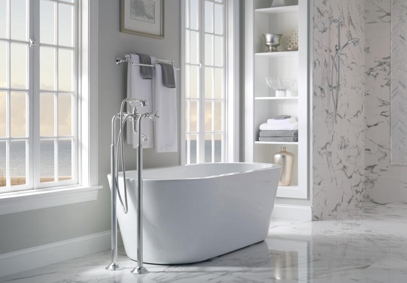 BRIZO Traditional Two-Handle Freestanding Tub Filler Body Assembly Trim - Less Handles — Chrome