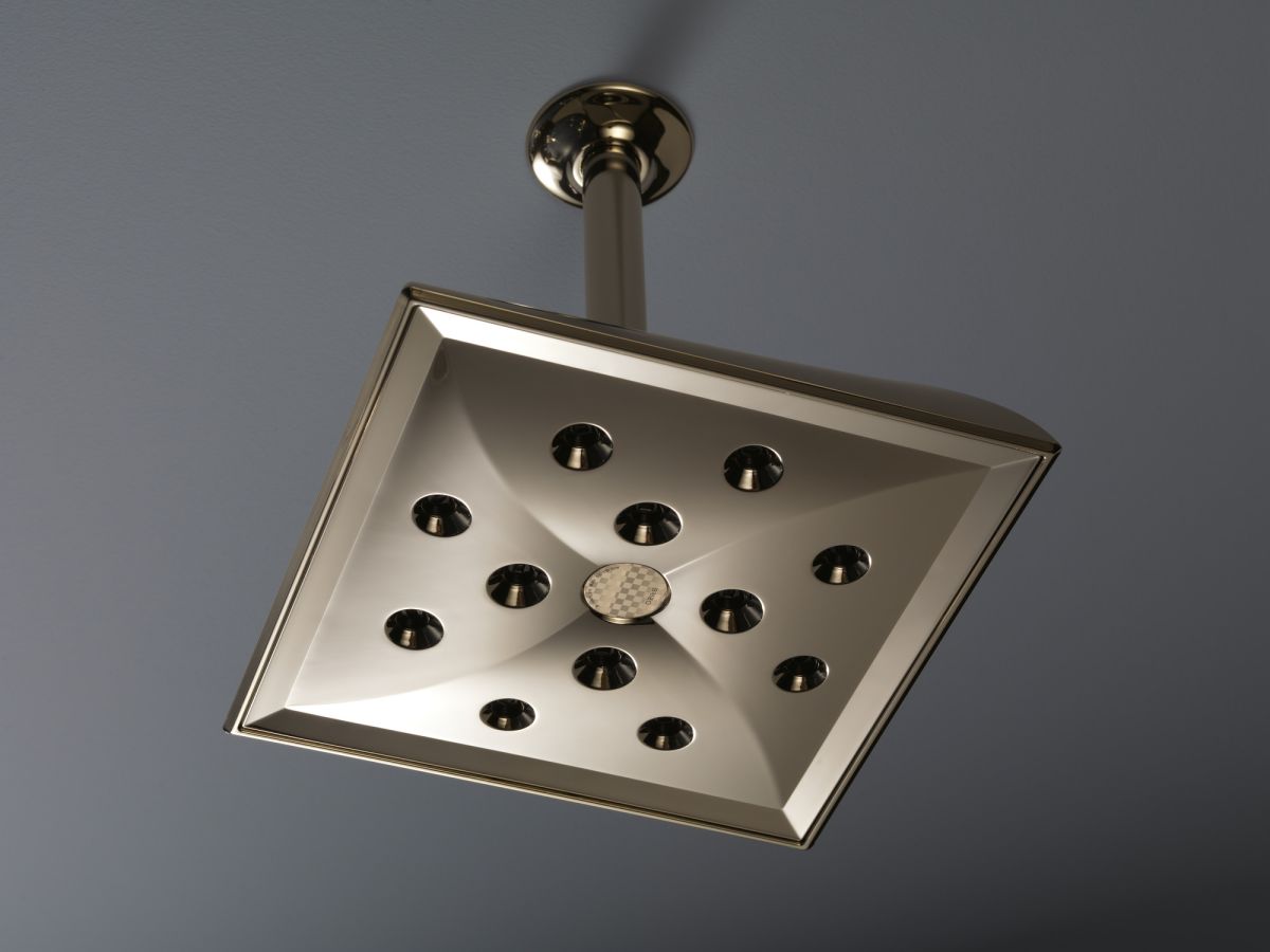 BRIZO Essential Shower 6" Ceiling Mount Shower Arm And Square Flange — Polished Nickel