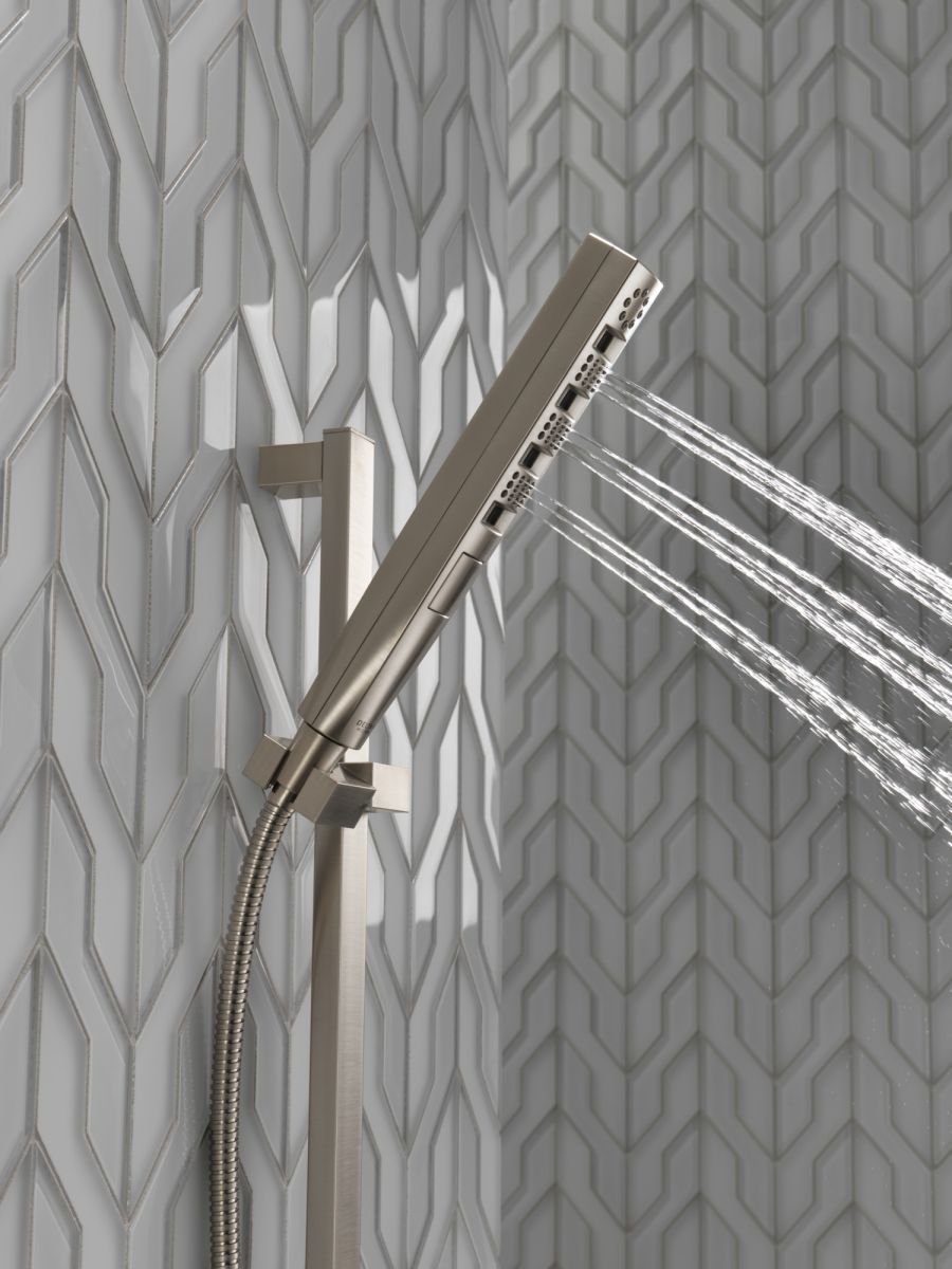 DELTA Universal Showering Components H2OKINETIC Hand Shower 1.75 GPM w/Slide Bar 4S — Lumicoat® Stainless