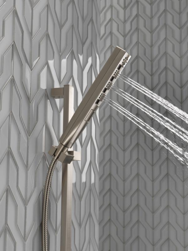 DELTA Universal Showering Components H2OKINETIC Hand Shower 1.75 GPM w/Slide Bar 4S — Lumicoat® Stainless